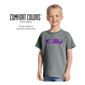 Youth Granite Short Sleeve Comfort Colors T-shirt, Purple logo with white outline