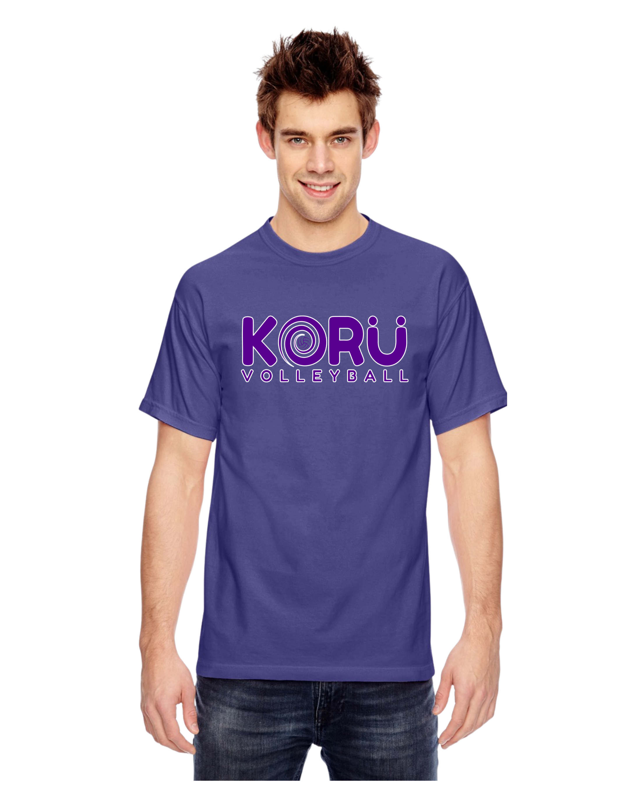 Adult Grape Short Sleeve Comfort Colors T-Shirt with PURPLE logo with white outline