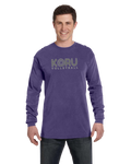 Adult Grape Long Sleeve Comfort Colors T-Shirt, Gray Logo with white outline