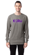 Adult Granite Long Sleeve Comfort Colors T-Shirt, Purple logo with white outline