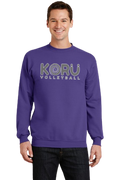 Adult Purple Port & Company PC78 - Unisex Core Fleece Crewneck Sweatshirt - Gray Logo with white outline
