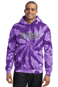 Adult Purple Port & Company PC146 - Unisex Tie-Dye Pullover Hoodie - Gray Logo