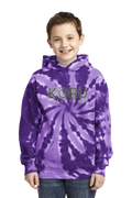 Youth Purple Port & Company PC146 - Unisex Tie-Dye Pullover Hoodie - Gray Logo